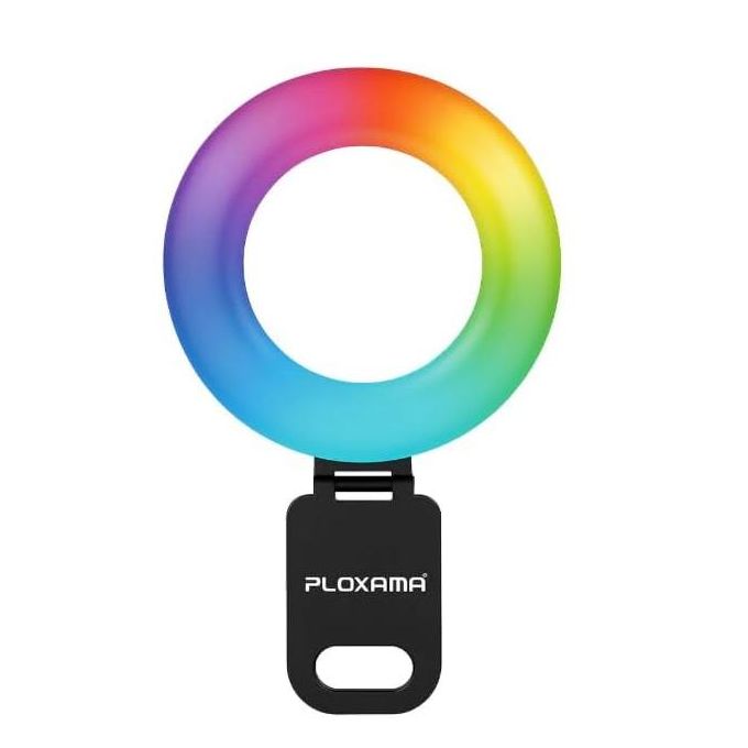 Plokama U20 PRO RGB 10 Colours Phone Clip With Mirror LED Selfie Ring Light