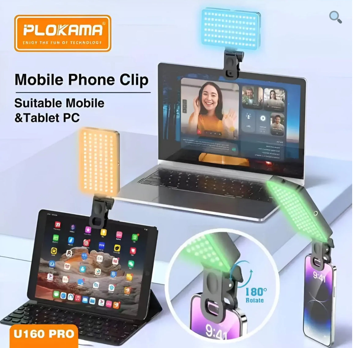 Plokama U160 Pro RGB Portable LED Light (Rechargeable