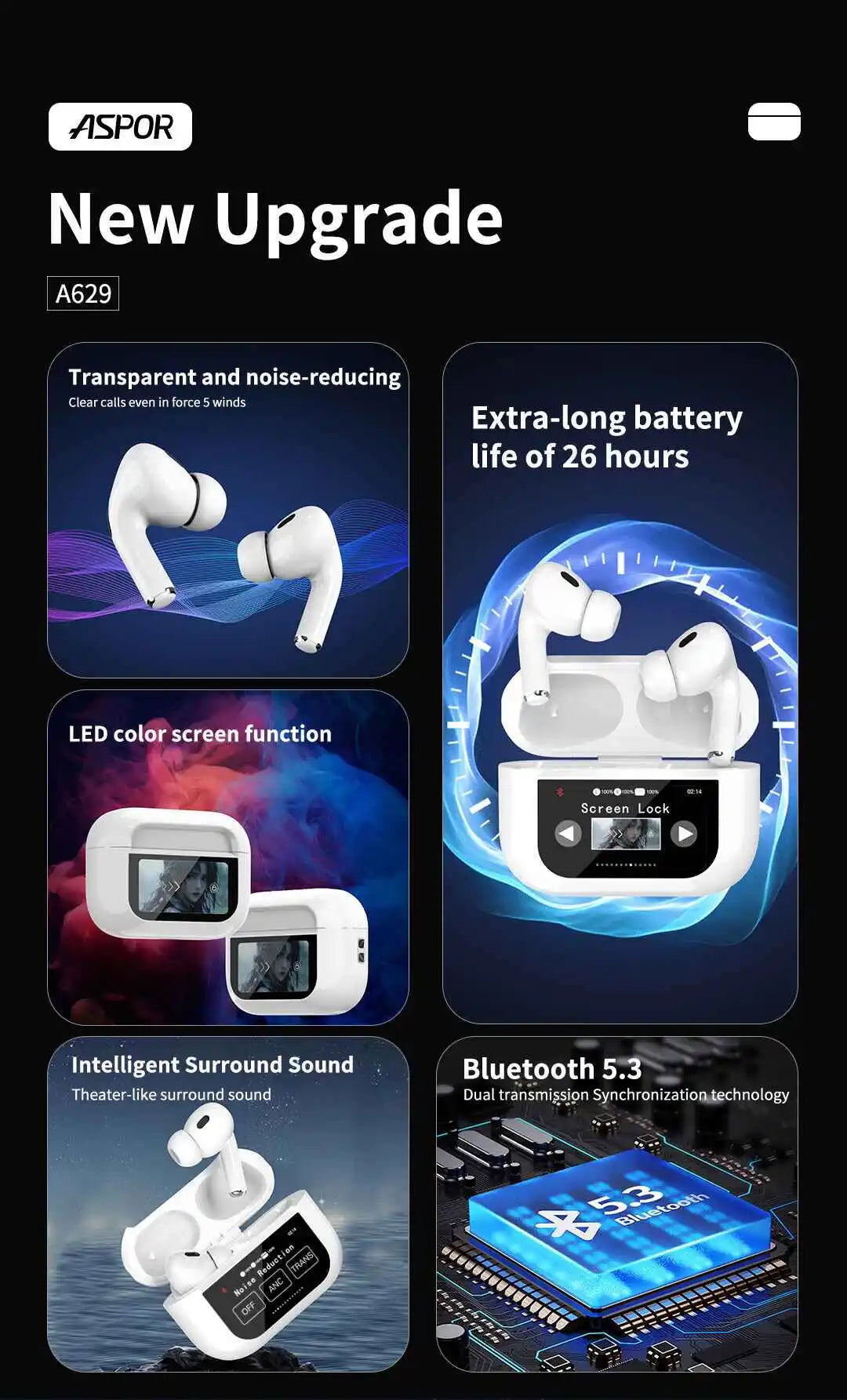 ASPOR TRUE WIRELESS EARBUDS