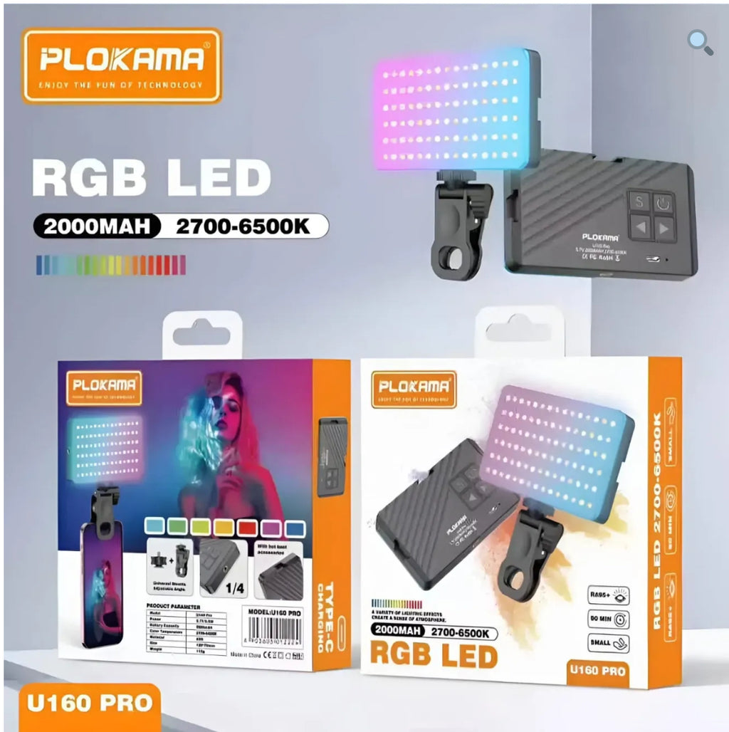 Plokama U160 Pro RGB Portable LED Light (Rechargeable