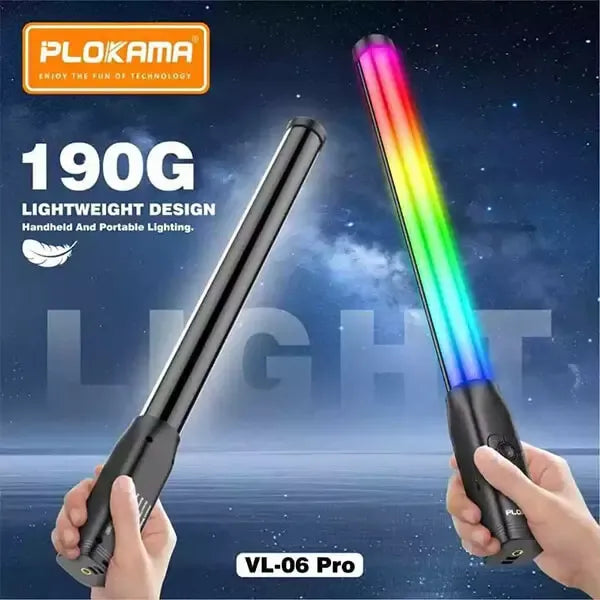 Plokama VL-06 Pro is a versatile, portable RGB LED stick light designed for photography, vlogging, and live streaming